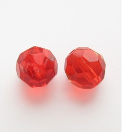 Faceted Round 10mm Glass Beads ~ Red