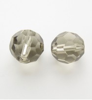 Faceted Round 10mm Glass Beads ~ Smoke