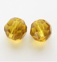 Faceted Round 10mm Glass Beads ~ Yellow