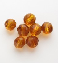 Faceted Round 6mm Glass Beads ~ Amber