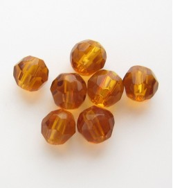 Faceted Round 6mm Glass Beads ~ Amber