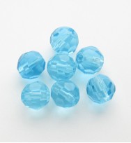 Faceted Round 6mm Glass Beads ~ Aqua