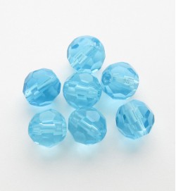 Faceted Round 6mm Glass Beads ~ Aqua