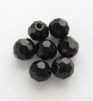 Faceted Round 6mm Glass Beads ~ Black