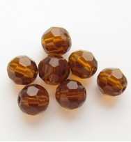 Faceted Round 6mm Glass Beads ~ Dark Amber