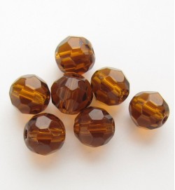 Faceted Round 6mm Glass Beads ~ Dark Amber