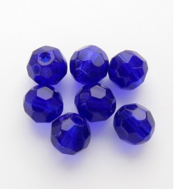 Faceted Round 6mm Glass Beads ~ Dark Blue