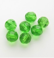Faceted Round 6mm Glass Beads ~ Dark Green