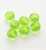Faceted Round 6mm Glass Beads ~ Dark Lime