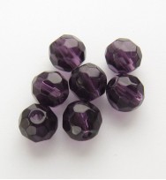 Faceted Round 6mm Glass Beads ~ Dark Purple