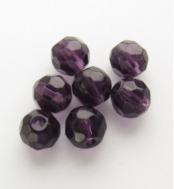 Faceted Round 6mm Glass Beads ~ Dark Purple