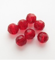 Faceted Round 6mm Glass Beads ~ Dark Red