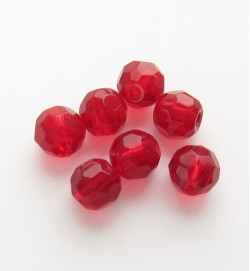 Faceted Round 6mm Glass Beads ~ Dark Red