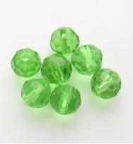 Faceted Round 6mm Glass Beads ~ Green