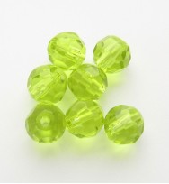 Faceted Round 6mm Glass Beads ~ Lime