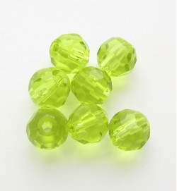 Faceted Round 6mm Glass Beads ~ Lime