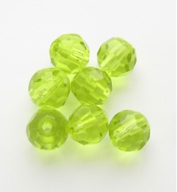 Faceted Round 6mm Glass Beads ~ Lime