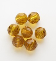 Faceted Round 6mm Glass Beads ~ Light Amber