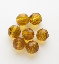 Faceted Round 6mm Glass Beads ~ Light Amber