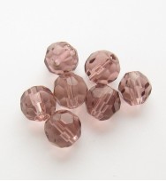 Faceted Round 6mm Glass Beads ~ Light Crimson