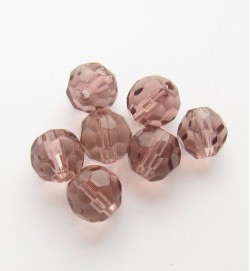 Faceted Round 6mm Glass Beads ~ Light Crimson
