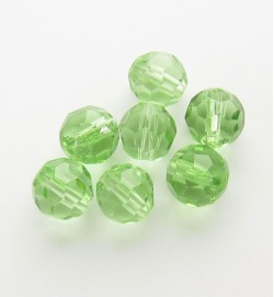 Faceted Round 6mm Glass Beads ~ Light Green