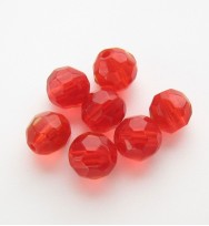 Faceted Round 6mm Glass Beads ~ Light Red