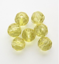 Faceted Round 6mm Glass Beads ~ Light Yellow