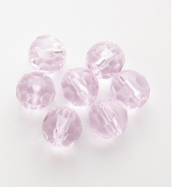Faceted Round 6mm Glass Beads ~ Pink