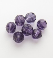 Faceted Round 6mm Glass Beads ~ Purple