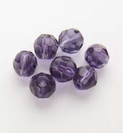 Faceted Round 6mm Glass Beads ~ Purple