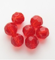 Faceted Round 6mm Glass Beads ~ Red