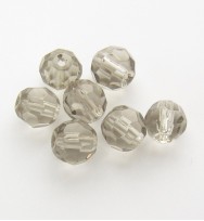 Faceted Round 6mm Glass Beads ~ Smoke