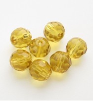 Faceted Round 6mm Glass Beads ~ Yellow