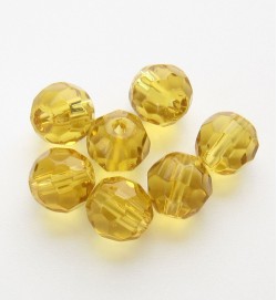 Faceted Round 6mm Glass Beads ~ Yellow