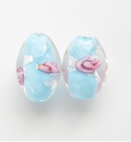 Lampwork 15mm Oval Beads ~ Blue