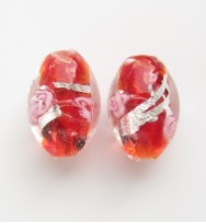 Lampwork 15mm Oval Beads ~ Red