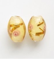 Lampwork 15mm Oval Beads ~ Yellow