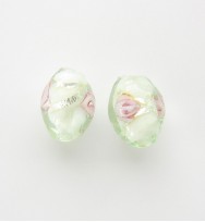 Lampwork 10mm Oval Beads ~ Light Green