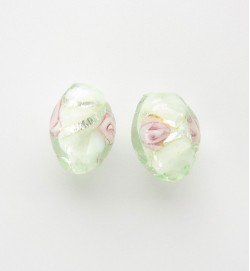 Lampwork 10mm Oval Beads ~ Light Green