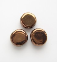 Flat Round 8mm Glass Beads - Copper