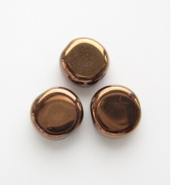 Flat Round 8mm Glass Beads - Copper