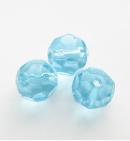 Faceted Round 8mm Glass Beads ~ Aqua
