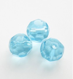 Faceted Round 8mm Glass Beads ~ Aqua