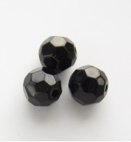 Faceted Round 8mm Glass Beads ~ Black
