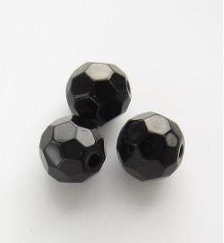 Faceted Round 8mm Glass Beads ~ Black