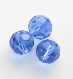 Faceted Round 8mm Glass Beads ~ Blue
