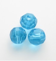 Faceted Round 8mm Glass Beads ~ Dark Aqua
