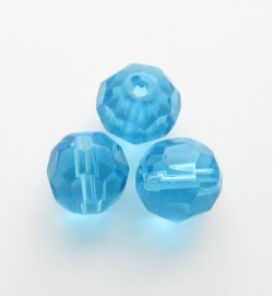 Faceted Round 8mm Glass Beads ~ Dark Aqua