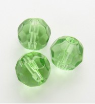 Faceted Round 8mm Glass Beads ~ Dark Green